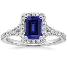Blue Emerald Ceylon Sapphire Diamond Engagement Ring 3 Carats
