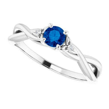 Blue Sapphire 1.50 Carats Ring Twisted Shank White Gold 14K
