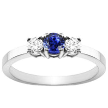 Blue Sapphire 3 Stone Diamond Ring 1.50 Carats Gold 4 Prong Basket Set