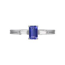 Blue Sapphire 3 Stone Emerald Ring With Baguette Diamonds 2.25 Carats