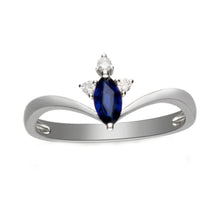 Blue Sapphire Anniversary Ring Marquise & Round Diamonds 1.50 Carats