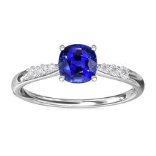 Blue Sapphire Diamond Cushion Engagement Ring 2 Carats White Gold