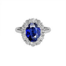 Blue Sapphire Diamond Engagement Ring Oval Ceylon Gemstone 9.25 Carats