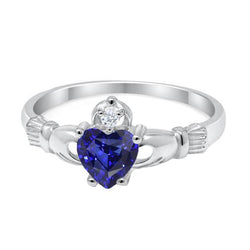 Blue Sapphire & Diamond Ring Heart Sri Lankan Sapphire 1.25 Carats