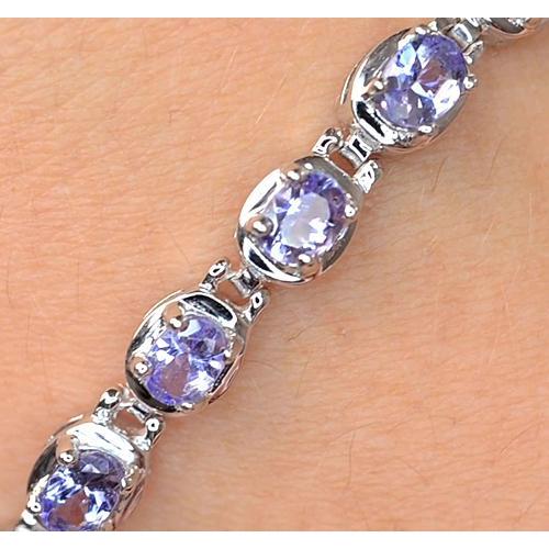 Blue Sapphire Diamond Tennis Bracelet Prong Set 18 Carats Jewelry