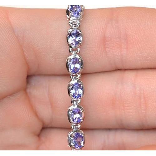 Blue Sapphire Diamond Tennis Bracelet Prong Set 18 Carats Jewelry