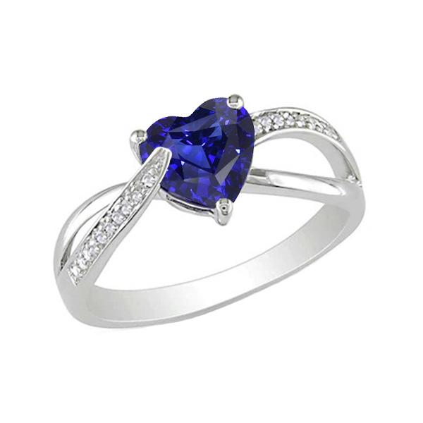 Blue Sapphire Engagement Ring & Diamonds 2 Carats Gold