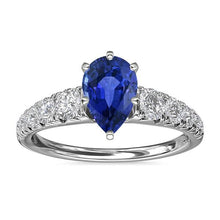 Blue Sapphire Engagement Ring Pear Shaped & Diamonds 3.50 Carats