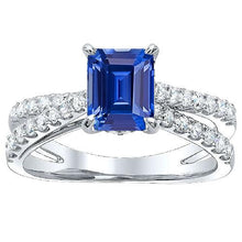 Blue Sapphire Engagement Ring Split Shank Round Diamonds 3.50 Carats