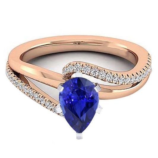 Blue Sapphire Gemstone Jewelry Engagement Ring Two Tone 4.50 Carats