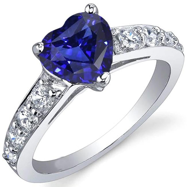 Blue Sapphire Gemstone Ring Heart Cut 3.50 Carats Prong Set Jewelry