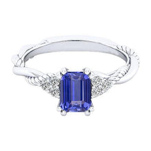 Blue Sapphire Gemstone Ring Twisted Rope Style Diamonds 2 Carats