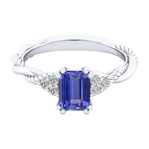 Blue Sapphire Gemstone Ring Twisted Rope Style Diamonds 2 Carats