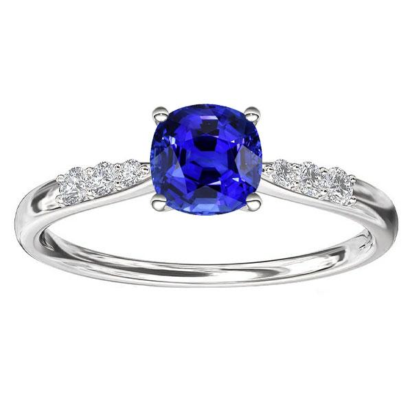 Blue Sapphire Gemstone Ring White Gold 14K Diamonds 2.50 Carats