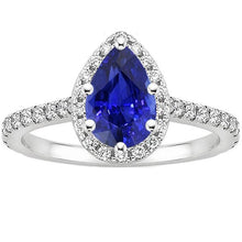 Blue Sapphire Halo Engagement Ring White Gold Accents 5.50 Carats