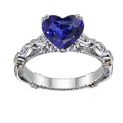 Blue Sapphire Heart Gemstone Ring 2.50 Carats Antique Style Jewellery
