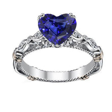 Blue Sapphire Heart Gemstone Ring 2.50 Carats Antique Style Jewelry