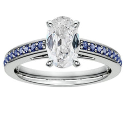 Blue Sapphire Old Cut Oval Natural Earth Mined Diamond Ring 7 Carats Jewellery