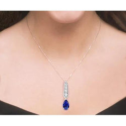 Blue Sapphire Pear Cut Ladies Gemstone Pendant 5.50 Carats New