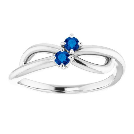 Blue Sapphire Ring 0.20 Carats Infinity Twist Style Women Jewelry