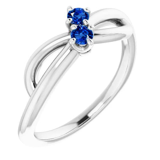 Blue Sapphire Ring 0.20 Carats Infinity Twist Style Women Jewelry