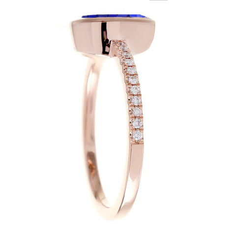 Blue Sapphire Solitaire Ring Bezel Set With Natural Earth Mined Diamonds Gold 3.50 Carats