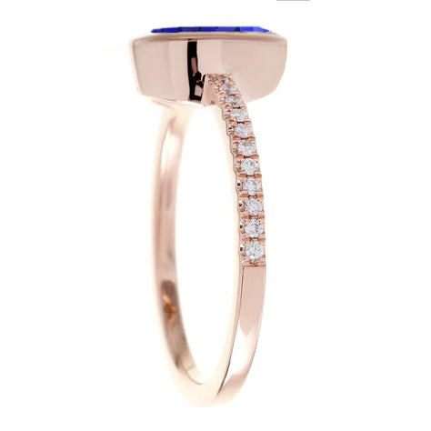Blue Sapphire Solitaire Ring Bezel Set With Diamonds Gold 3.50 Carats