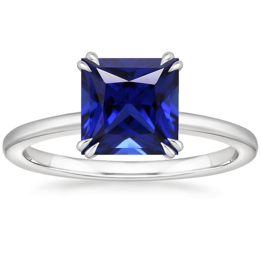 Blue Sapphire Solitaire Ring Princess Cut 5 Carats Prong Set Jewelry