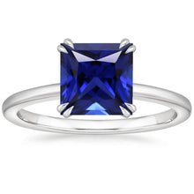 Blue Sapphire Solitaire Ring Princess Cut 5 Carats Prong Set Jewelry