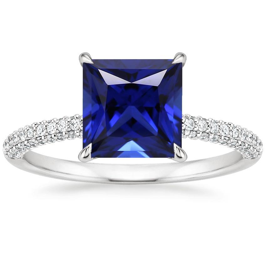 Blue Sapphire Solitaire Ring With Accents Pave Diamond 5.50 Carats