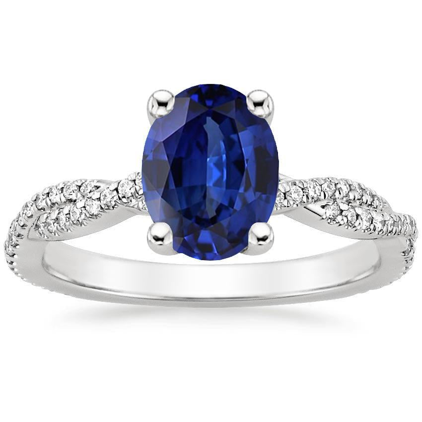 Blue Sapphire Solitaire With Accents Wedding Ring 3.50 Carats