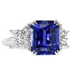 Blue Sapphire Wedding Ring Emerald Butterfly Style Diamonds 3 Carats