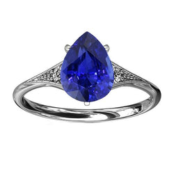 Blue Sapphire Wedding Ring Pear Cut Antique Style Jewellery 2.75 Carats