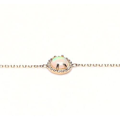 Bracelet Round Opal Diamond Bezel Set 6.75 Carats Yellow Gold 14K