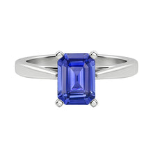 Cathedral Setting Ceylon Sapphire Solitaire Emerald Shaped Ring