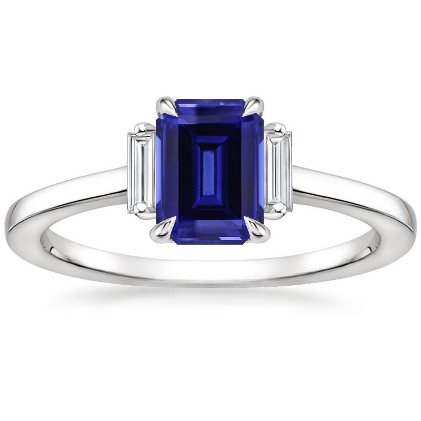 Ceylon Blue Sapphire Diamond 3 Stone Ring 2.50 Carats Prong Set