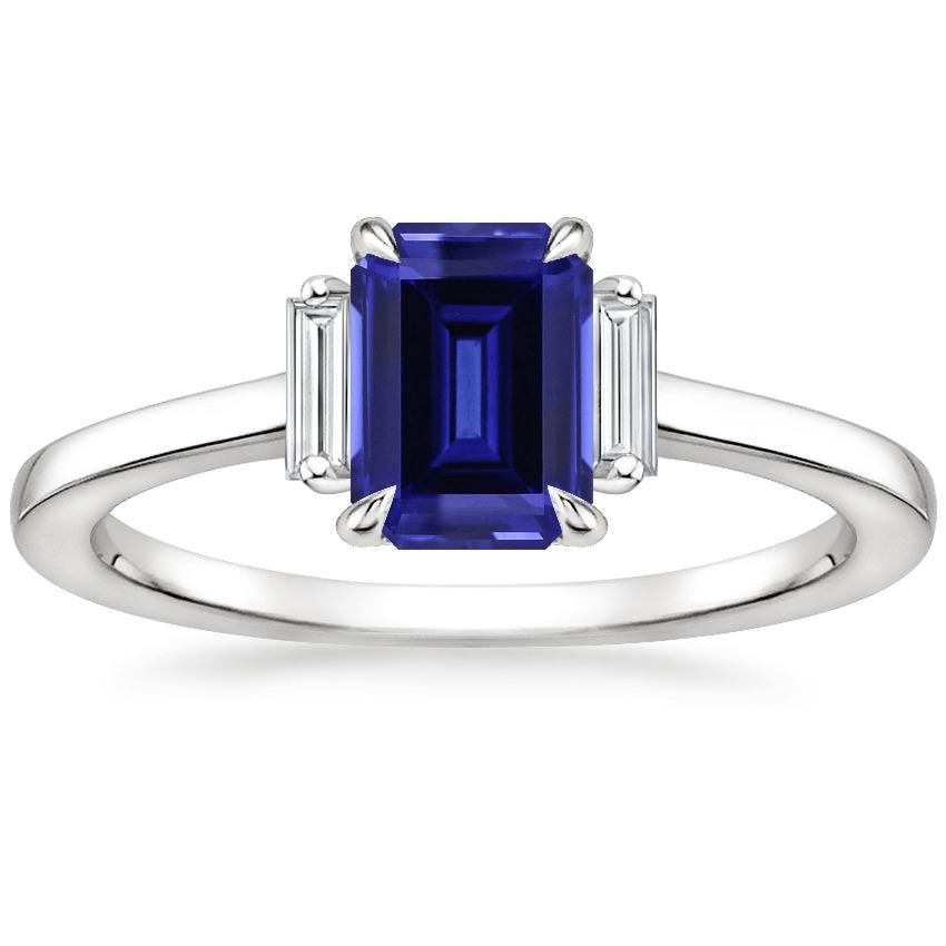 Ceylon Blue Sapphire Diamond 3 Stone Ring 2.50 Carats Prong Set