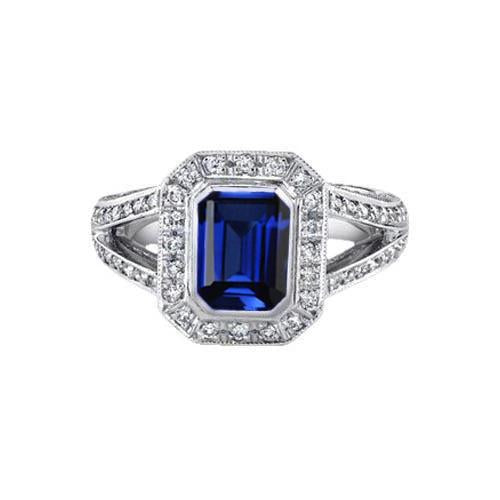 Ceylon Blue Sapphire Diamonds 5.36 Carat Ring Natural Gem-Stone New