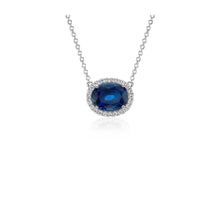 Ceylon Blue Sapphire Pendant Oval Cut Round Diamond Gold 14K 2.5 Ct