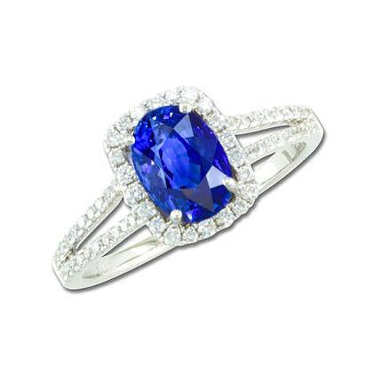 Ceylon Sapphire 3.25 Carats Anniversary Ring White Gold 14K