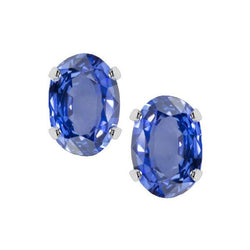 Ceylon Sapphire 8 Ct. Studs Post Pair Earring White Gold 14K Jewelry