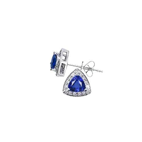 Ceylon Sapphire And Diamonds 6.60 Carats Studs Earrings White Gold 14K