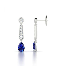 Ceylon Sapphire And Diamonds Dangle Earrings Gold White 6 Carats