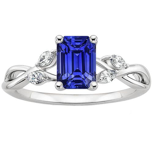Ceylon Sapphire Anniversary Ring With Marquise Diamonds 4 Carats