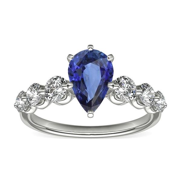 Ceylon Sapphire & Diamond Anniversary Ring Gemstone Jewelry 3 Carats