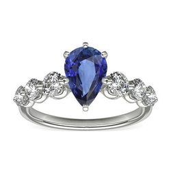 Ceylon Sapphire & Natural Earth Mined Diamond Anniversary Ring Gemstone Jewellery 3 Carats