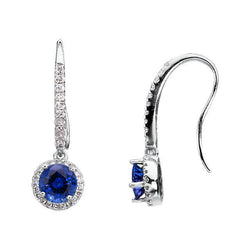Ceylon Sapphire & Diamond Earrings 5.50 Carats White Gold Jewelry
