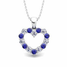 Ceylon Sapphire Diamond Heart Shape Pendant Gold White 14K 2.5 Carats