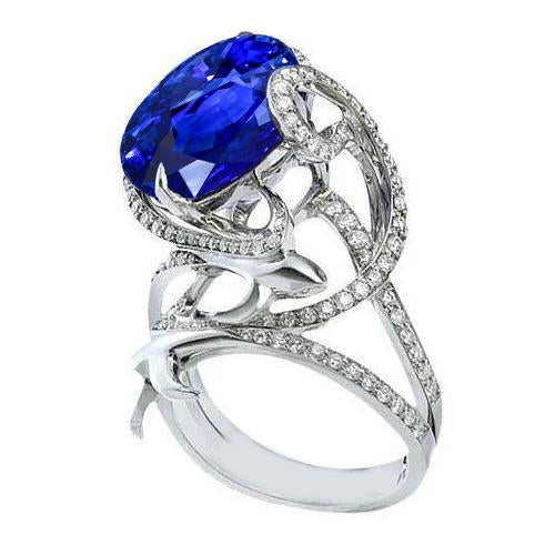 Ceylon Sapphire Diamonds 3 Carats Fancy Ring Ladies Jewelry New