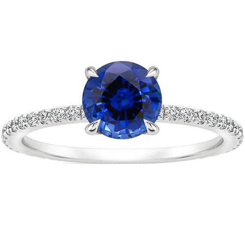 Ceylon Sapphire Engagement Ring With Accents 2.50 Carats Gold 14K